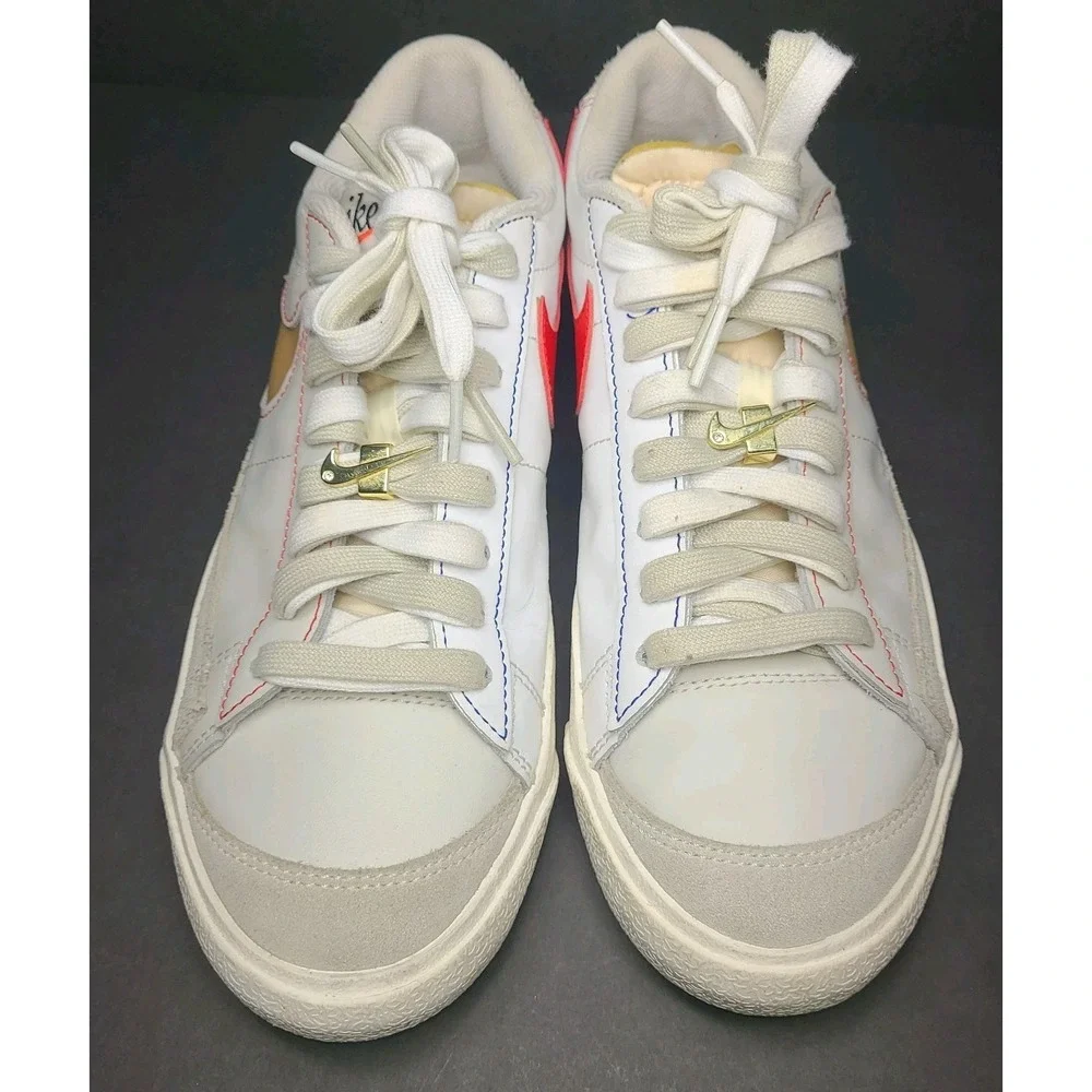 Nike Blazer Low '77 PRM White Tan Gold Red Sneakers DH4370-002 Men's 8 Shoes